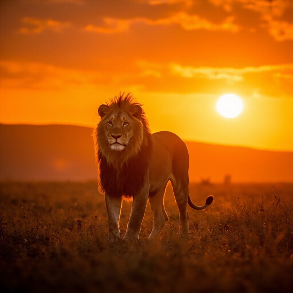 🦁 非洲雄狮 · 侧面